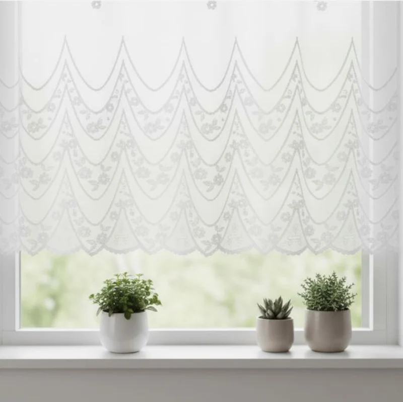 Jacquard Panneau „Floral" weiß - Scheibengardine von Albani
