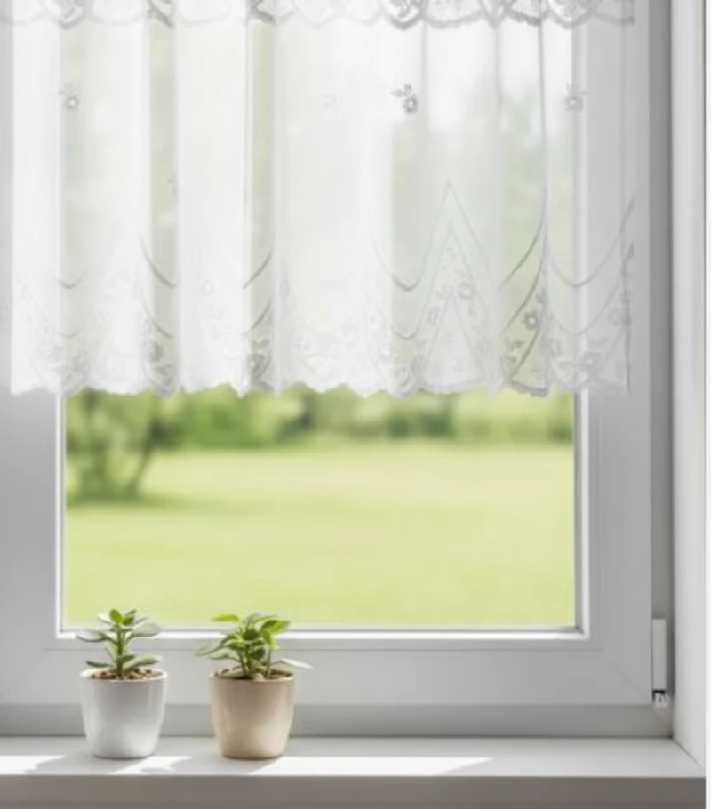 Jacquard Panneau „Floral" weiß - Scheibengardine von Albani