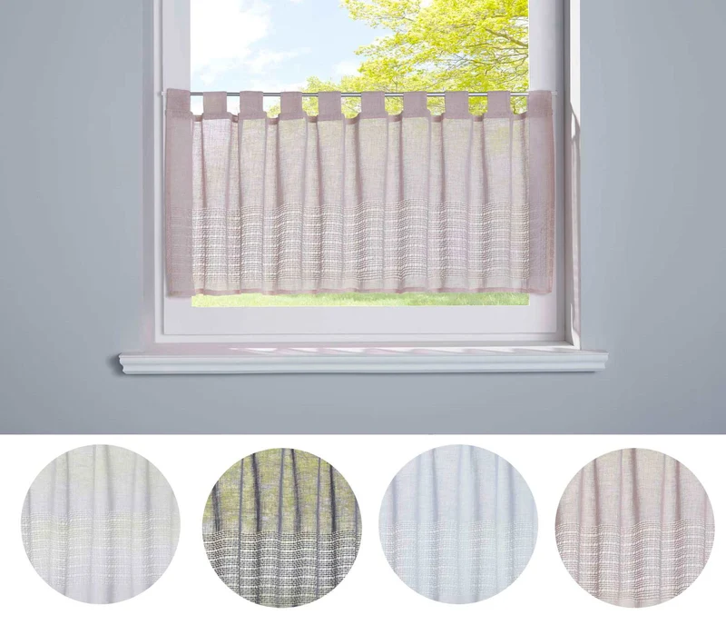 Scheibengardine Voile »Sanremo« Landhaus-Stil Querstreifen Leinen Häkel Optik Netzstruktur Schlaufen 20190341