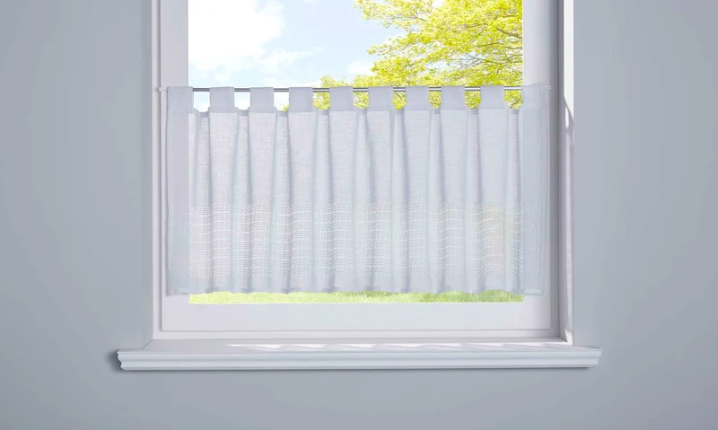 Scheibengardine Voile »Sanremo« Landhaus-Stil Querstreifen Leinen Häkel Optik Netzstruktur Schlaufen 20190341