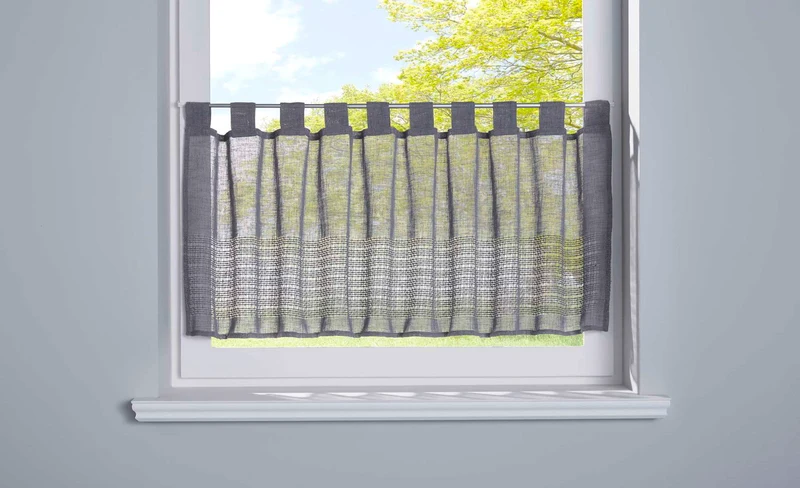 Scheibengardine Voile »Sanremo« Landhaus-Stil Querstreifen Leinen Häkel Optik Netzstruktur Schlaufen 20190341