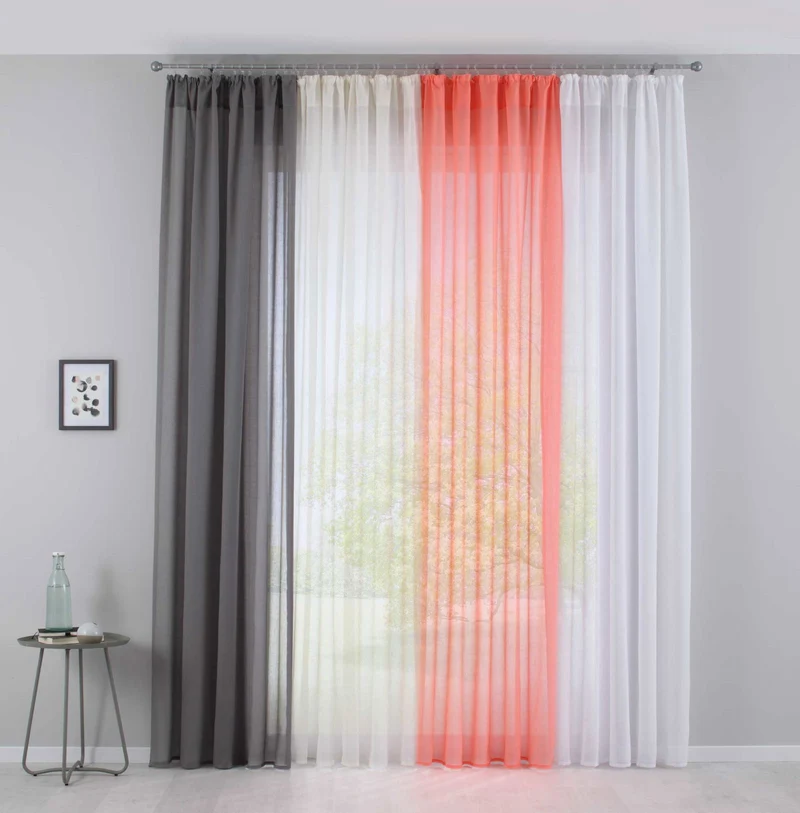 Gardine »Nizza« Baumwoll-Voile Halbvoile Transparent Store mit Gardinenband und Tuneldurchzug 2019031