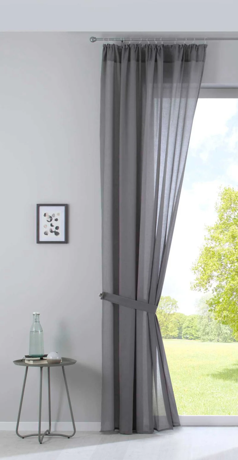 Gardine »Nizza« Baumwoll-Voile Halbvoile Transparent Store mit Gardinenband und Tuneldurchzug 2019031