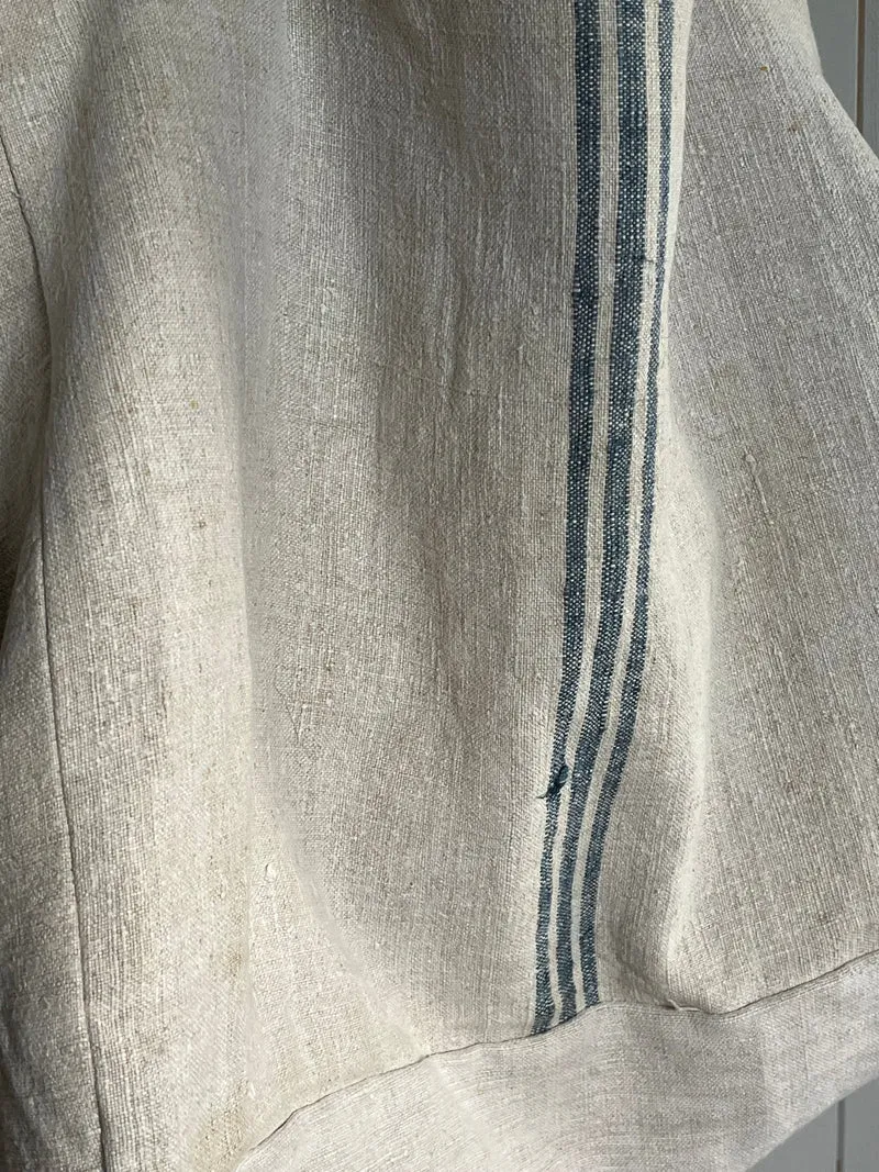 Blau gestreift: große Tasche aus weichem Leinensack
