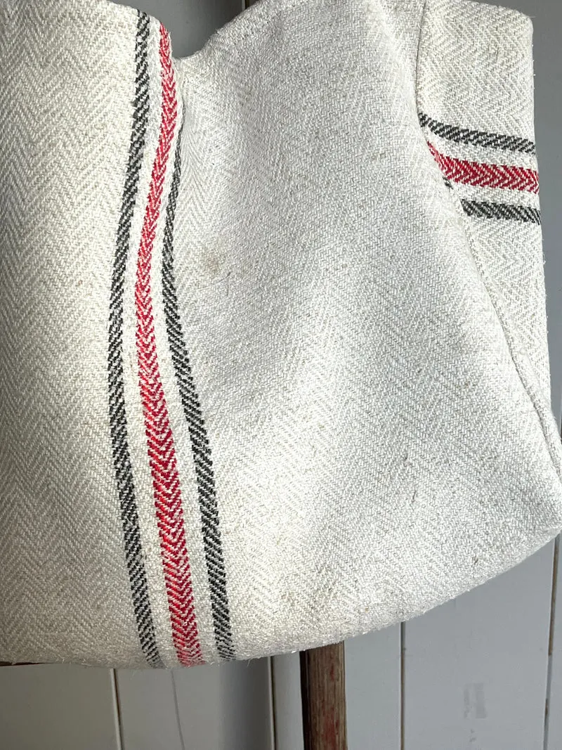 Drei Farben: große Tasche aus altem Leinensack