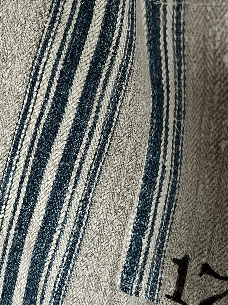 Große Tasche Shopper aus kräftigem Leinen mit blauen Streifen