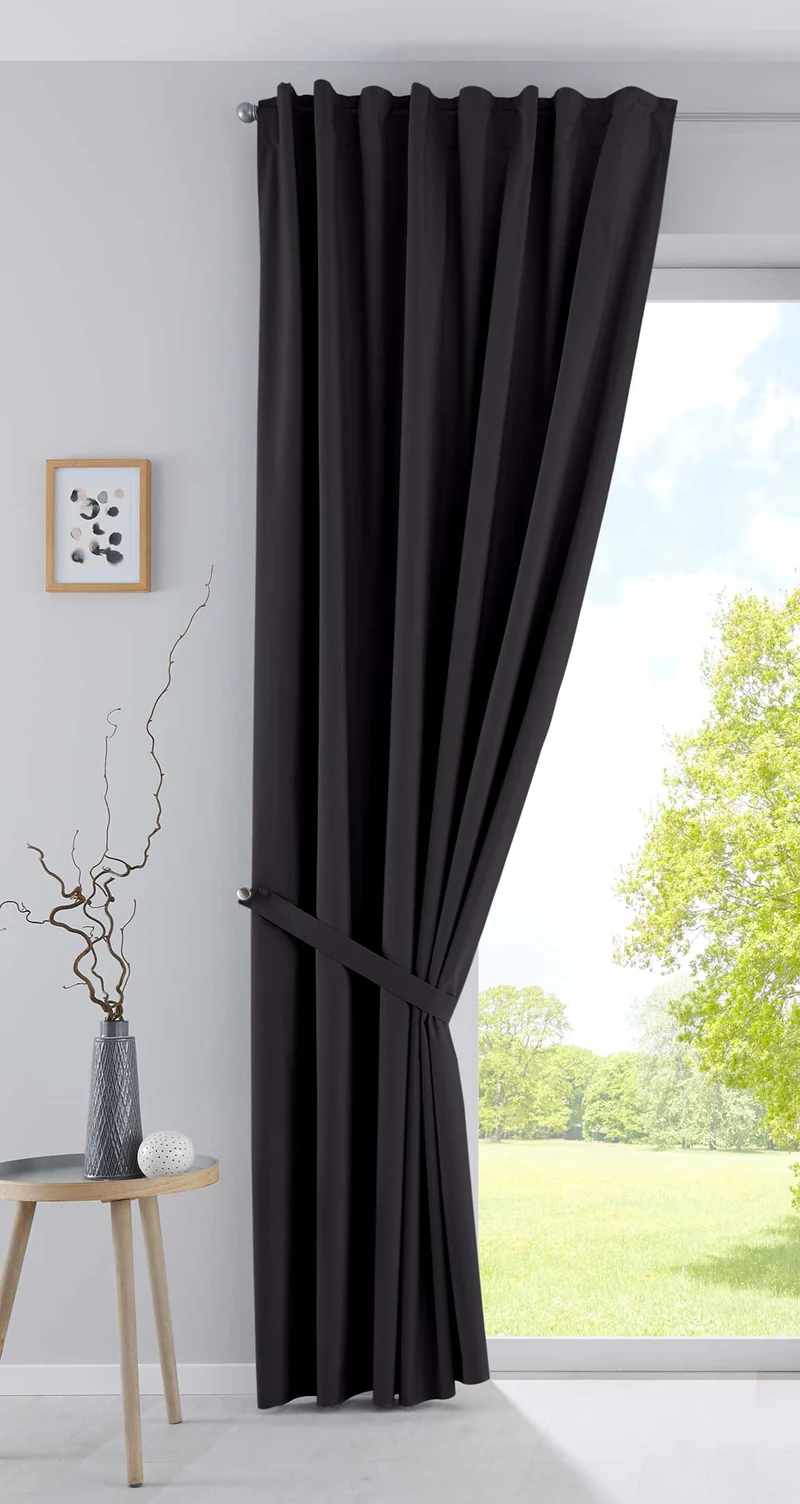 2er Pack Vorhänge Verdunkelung »DARK« 100% Blickdicht verdeckte Schlaufen Kräuselband Raffhalter Softshell Material Lichtundurchlässig 10000350-2