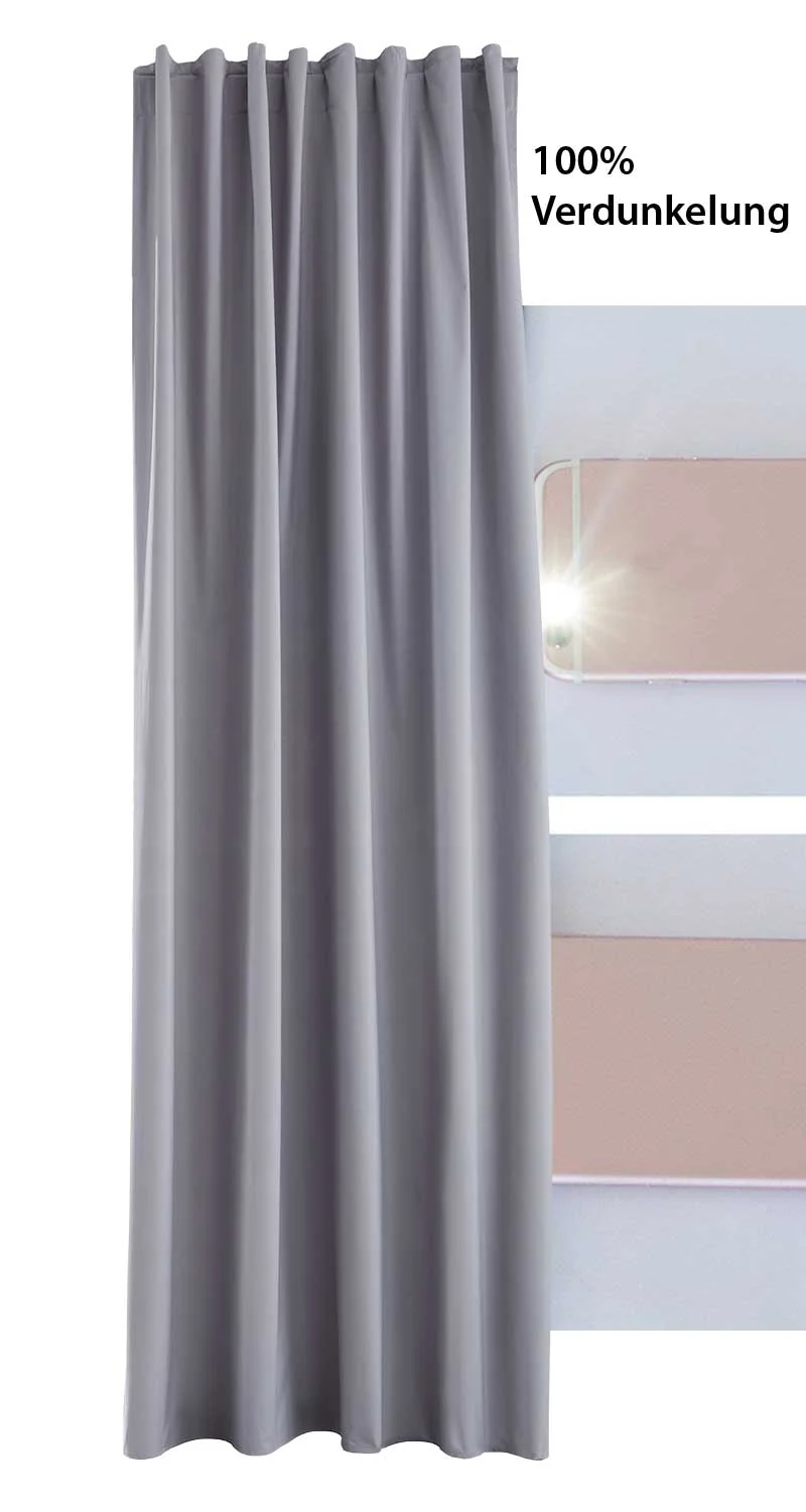 2er Pack Vorhänge Verdunkelung »DARK« 100% Blickdicht verdeckte Schlaufen Kräuselband Raffhalter Softshell Material Lichtundurchlässig 10000350-2