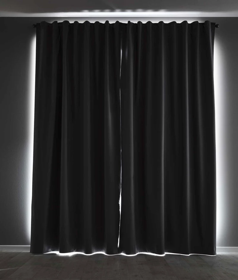 2er Pack Vorhänge Verdunkelung »DARK« 100% Blickdicht verdeckte Schlaufen Kräuselband Raffhalter Softshell Material Lichtundurchlässig 10000350-2