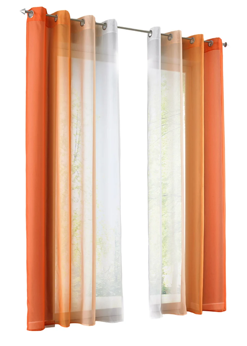 2er Pack Gardinen Vertikal Farbverlauf Druck Transparent »Modena« mit Ösen und Raffhalter, Vorhang, Dekoschal 10000183