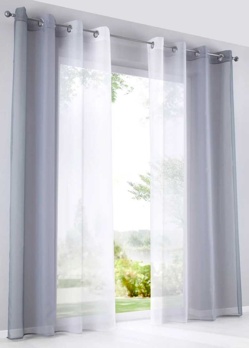 2er Pack Gardinen Vertikal Farbverlauf Druck Transparent »Modena« mit Ösen und Raffhalter, Vorhang, Dekoschal 10000183
