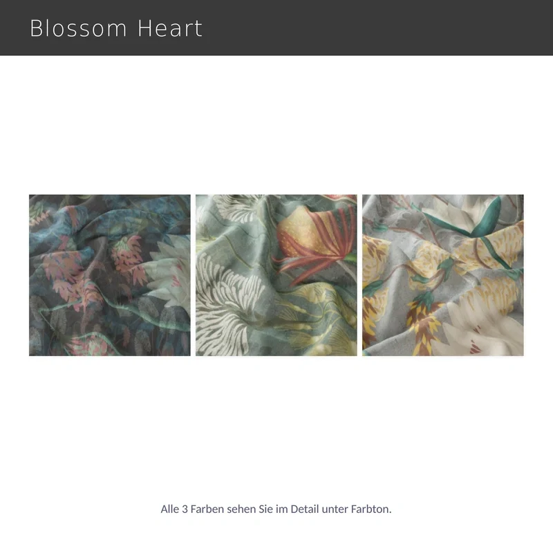 Blossom Heart – halbtransparenter Leinenvorhang nach Maß mit Urban-Jungle-Blattmuster