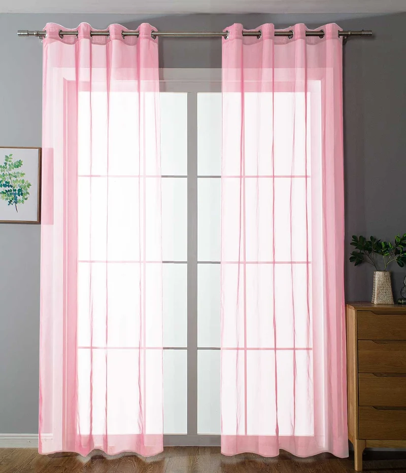2er-Pack Ösen Gardinen Transparent Vorhang Set Wohnzimmer Voile Ösenvorhang Bleibandabschluß 203322