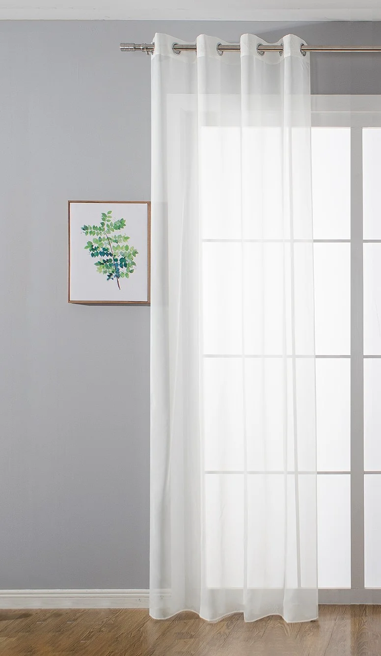 2er-Pack Ösen Gardinen Transparent Vorhang Set Wohnzimmer Voile Ösenvorhang Bleibandabschluß 203322