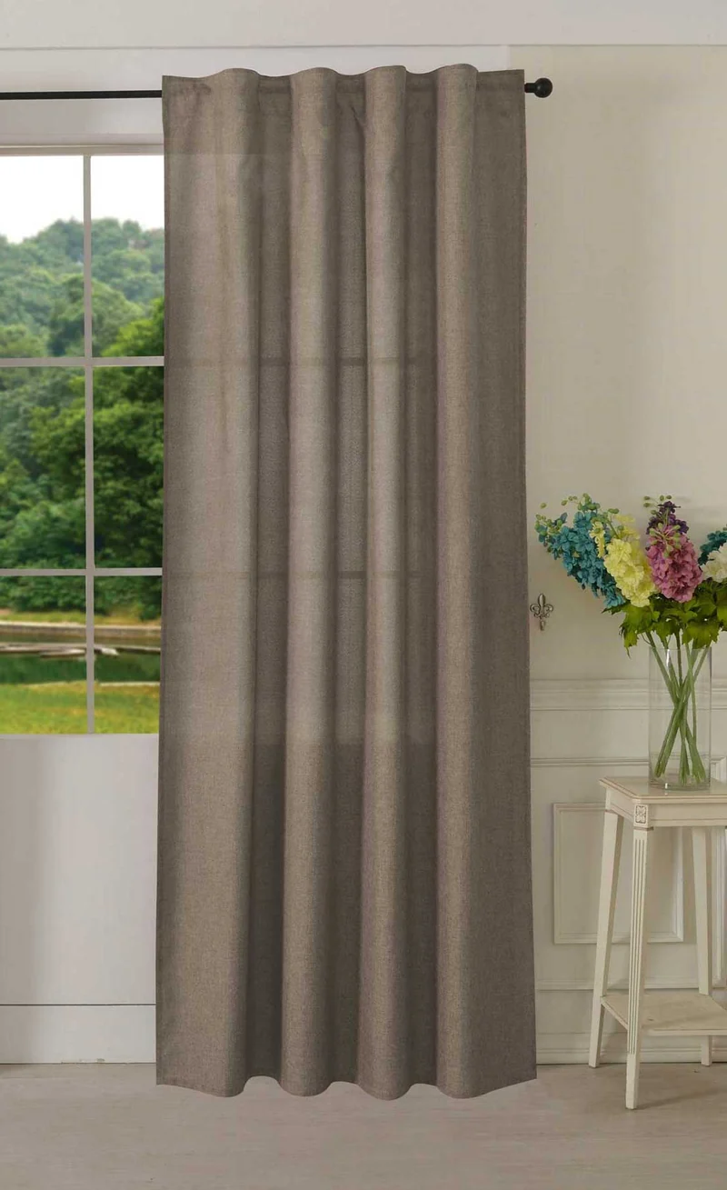 Vorhang Schal verdeckte Schlaufen >>Cationic<< blickdicht Leinen Optik natura seidenmatt (HxB) Landhaus Stil 20440