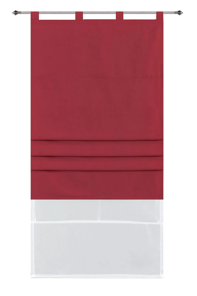 Doppel Raffrollo Palma Microsatin matt Voile Faltgardinen Faltrollo Schlaufenrollo mit Universalgardinenband 20410