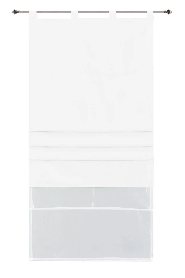 Doppel Raffrollo Palma Microsatin matt Voile Faltgardinen Faltrollo Schlaufenrollo mit Universalgardinenband 20410