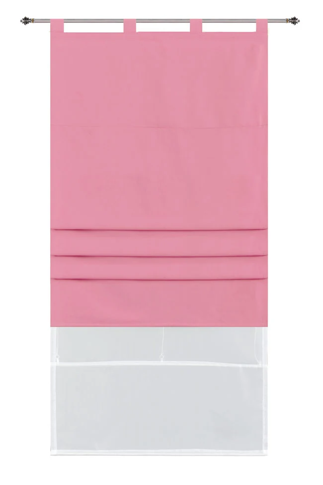 Doppel Raffrollo Palma Microsatin matt Voile Faltgardinen Faltrollo Schlaufenrollo mit Universalgardinenband 20410