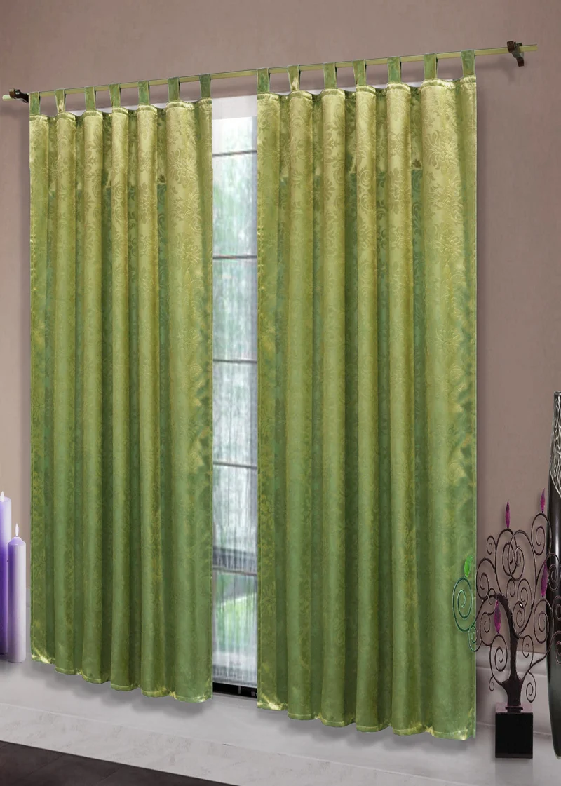 2er Set Satin Verdunkelung Vorhänge Emboss Reliefprägung bemustert Vorhang Gardine 20370-380