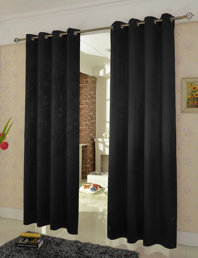 2er Set Satin Verdunkelung Vorhänge Emboss Reliefprägung bemustert Vorhang Gardine 20370-380