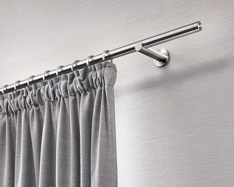 Interstil Sojus – 1-/2-läufige moderne Edelstahl-Vorhangstange Ø 20 mm zur Wandmontage