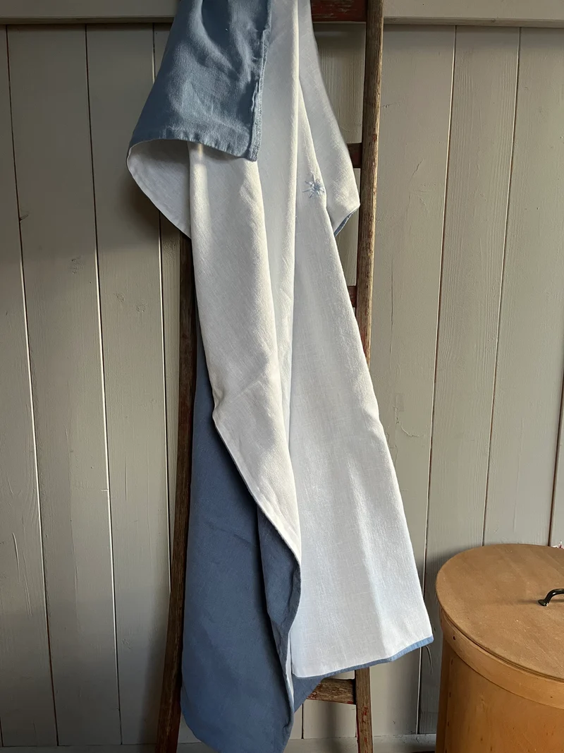 Decke aus washed Leinen - eine Seite Bleu, eine Weiß