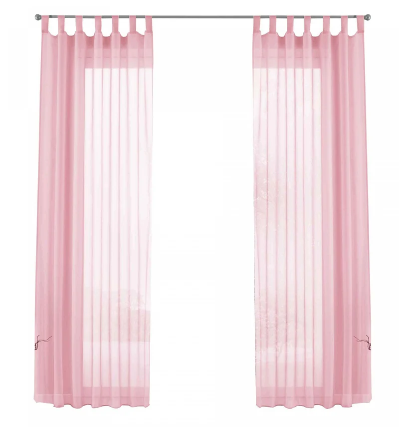 2er-Pack Gardinen Transparent Vorhang Set Wohnzimmer Voile Schlaufenschal mit Bleibandabschluß 61000CN