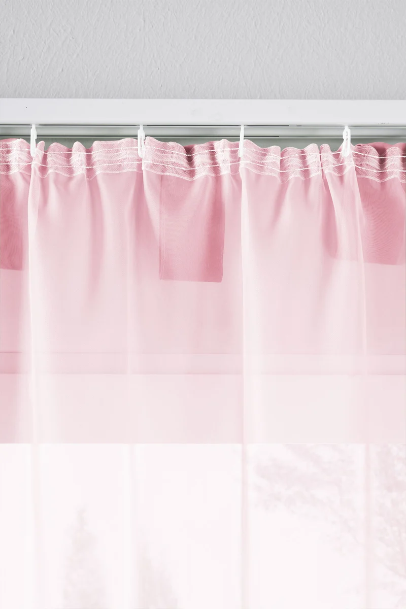 2er-Pack Gardinen Transparent Vorhang Set Wohnzimmer Voile Schlaufenschal mit Bleibandabschluß 61000CN