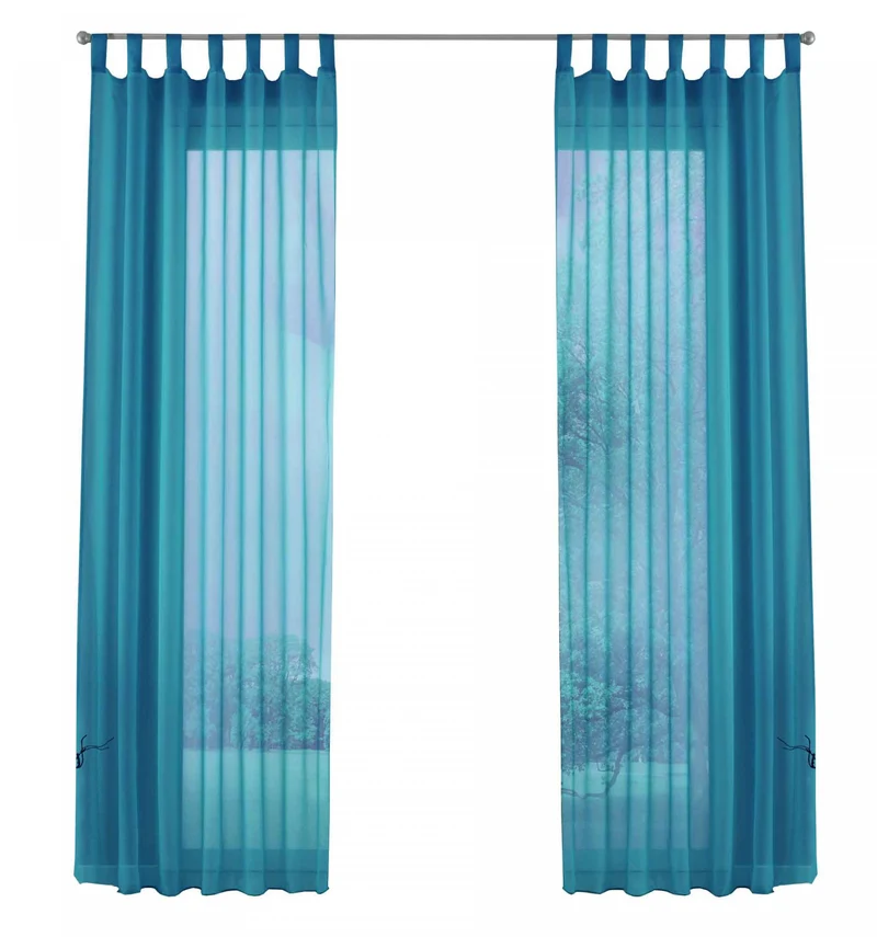 2er-Pack Gardinen Transparent Vorhang Set Wohnzimmer Voile Schlaufenschal mit Bleibandabschluß 61000CN