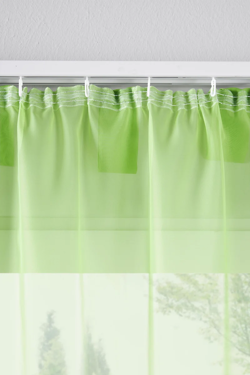 2er-Pack Gardinen Transparent Vorhang Set Wohnzimmer Voile Schlaufenschal mit Bleibandabschluß 61000CN