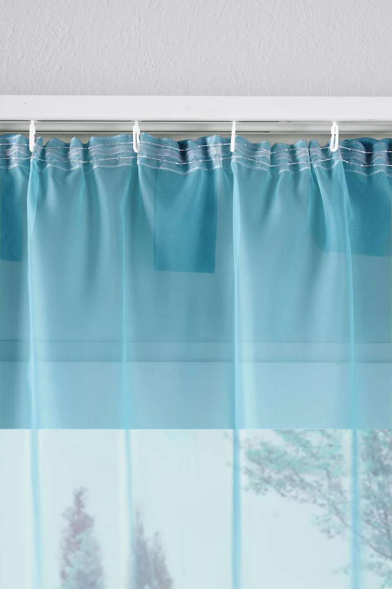 2er-Pack Gardinen Transparent Vorhang Set Wohnzimmer Voile Schlaufenschal mit Bleibandabschluß 61000CN