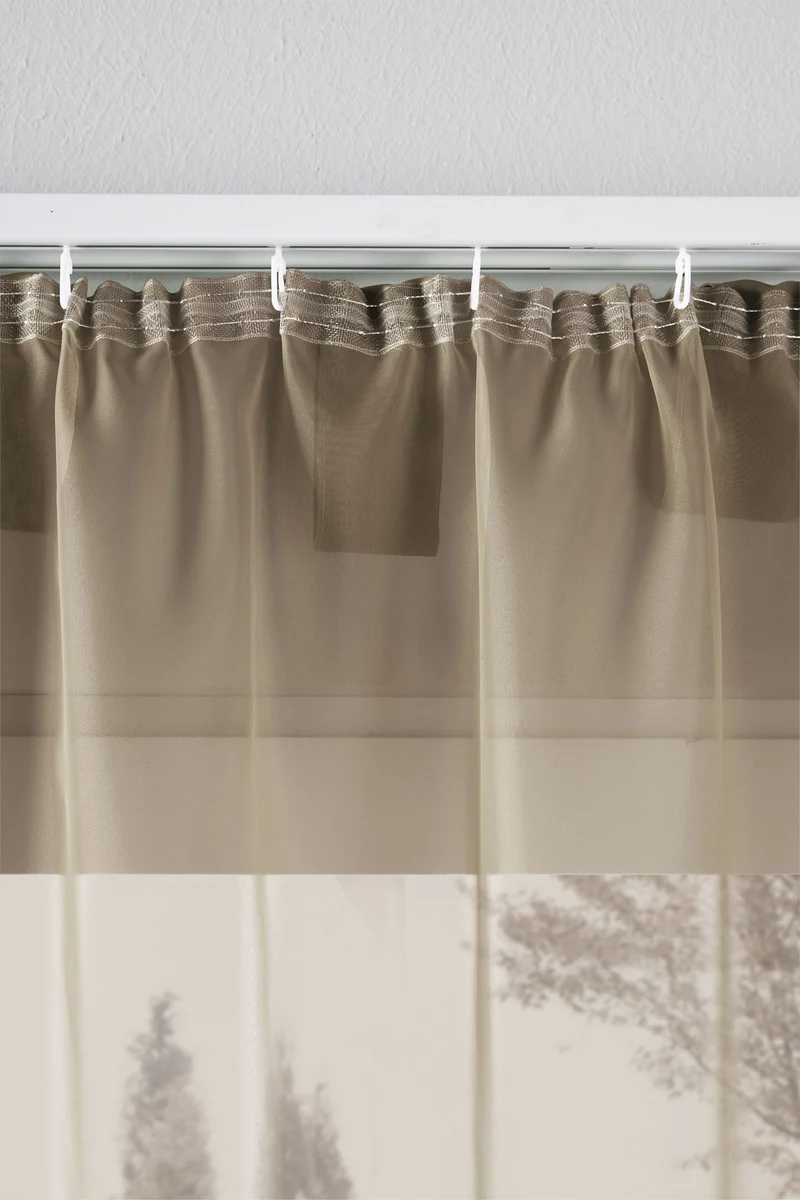 2er-Pack Gardinen Transparent Vorhang Set Wohnzimmer Voile Schlaufenschal mit Bleibandabschluß 61000CN