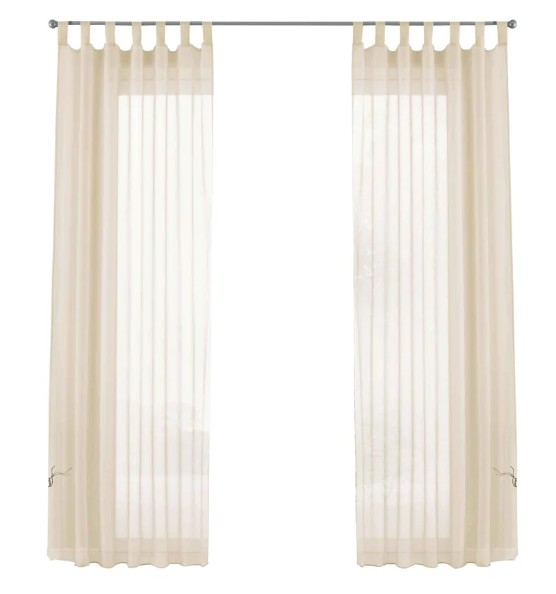 2er-Pack Gardinen Transparent Vorhang Set Wohnzimmer Voile Schlaufenschal mit Bleibandabschluß 61000CN