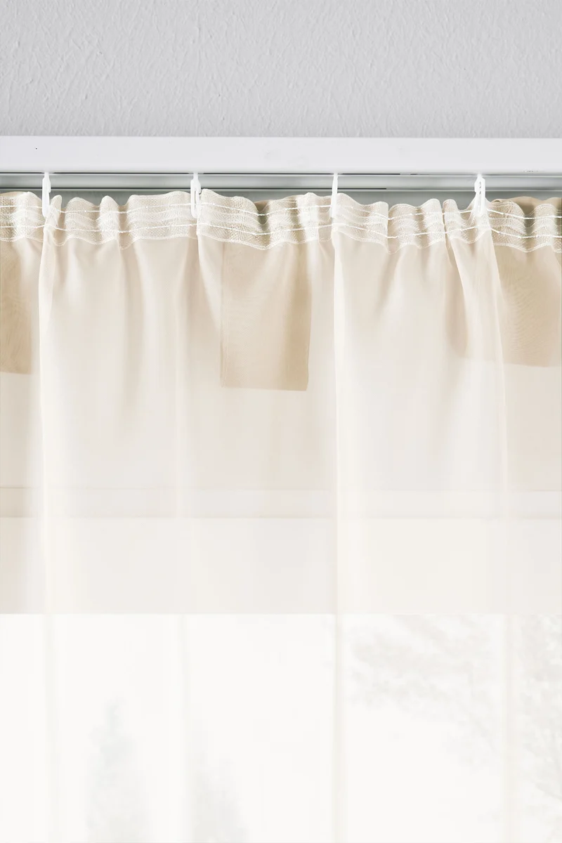 2er-Pack Gardinen Transparent Vorhang Set Wohnzimmer Voile Schlaufenschal mit Bleibandabschluß 61000CN