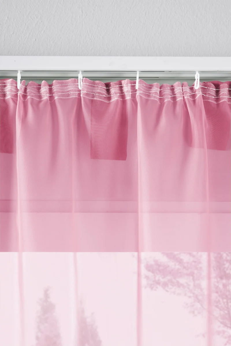 2er-Pack Gardinen Transparent Vorhang Set Wohnzimmer Voile Schlaufenschal mit Bleibandabschluß 61000CN