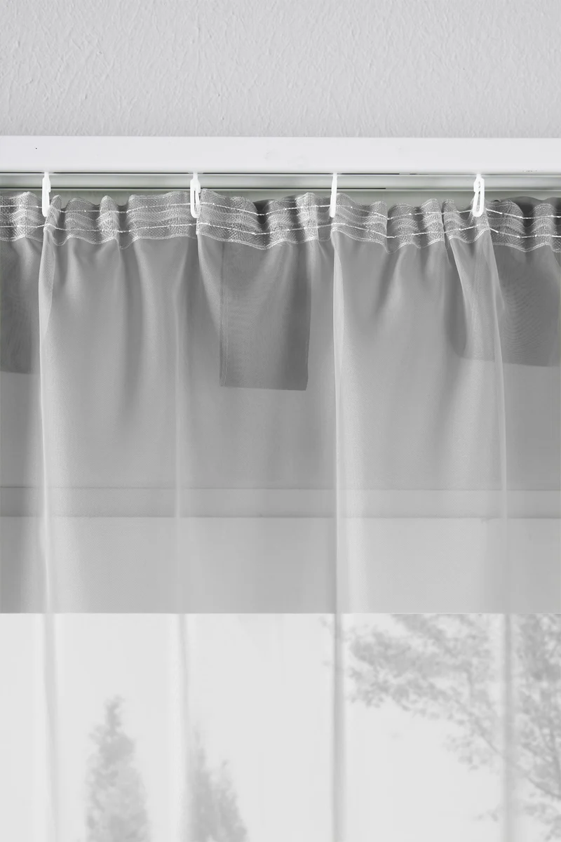 2er-Pack Gardinen Transparent Vorhang Set Wohnzimmer Voile Schlaufenschal mit Bleibandabschluß 61000CN