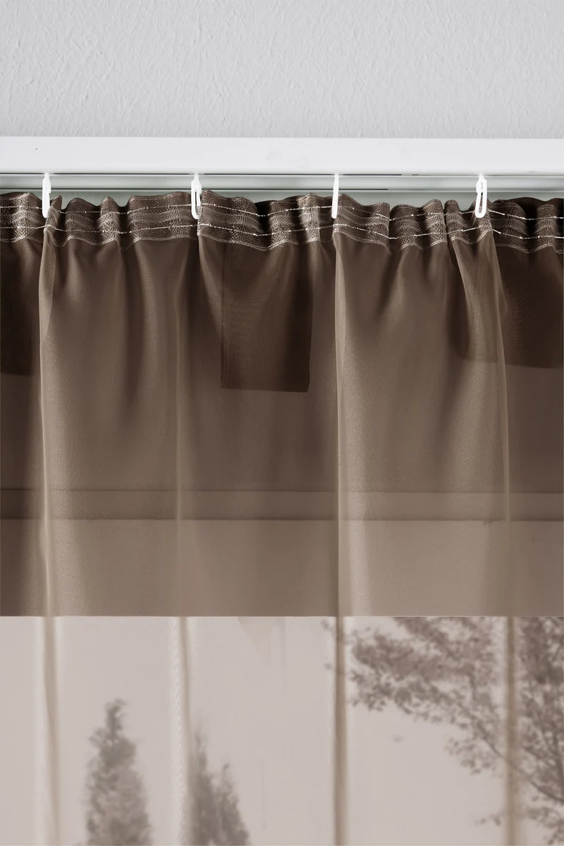 2er-Pack Gardinen Transparent Vorhang Set Wohnzimmer Voile Schlaufenschal mit Bleibandabschluß 61000CN