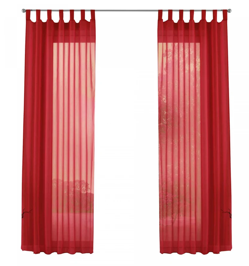 2er-Pack Gardinen Transparent Vorhang Set Wohnzimmer Voile Schlaufenschal mit Bleibandabschluß 61000CN