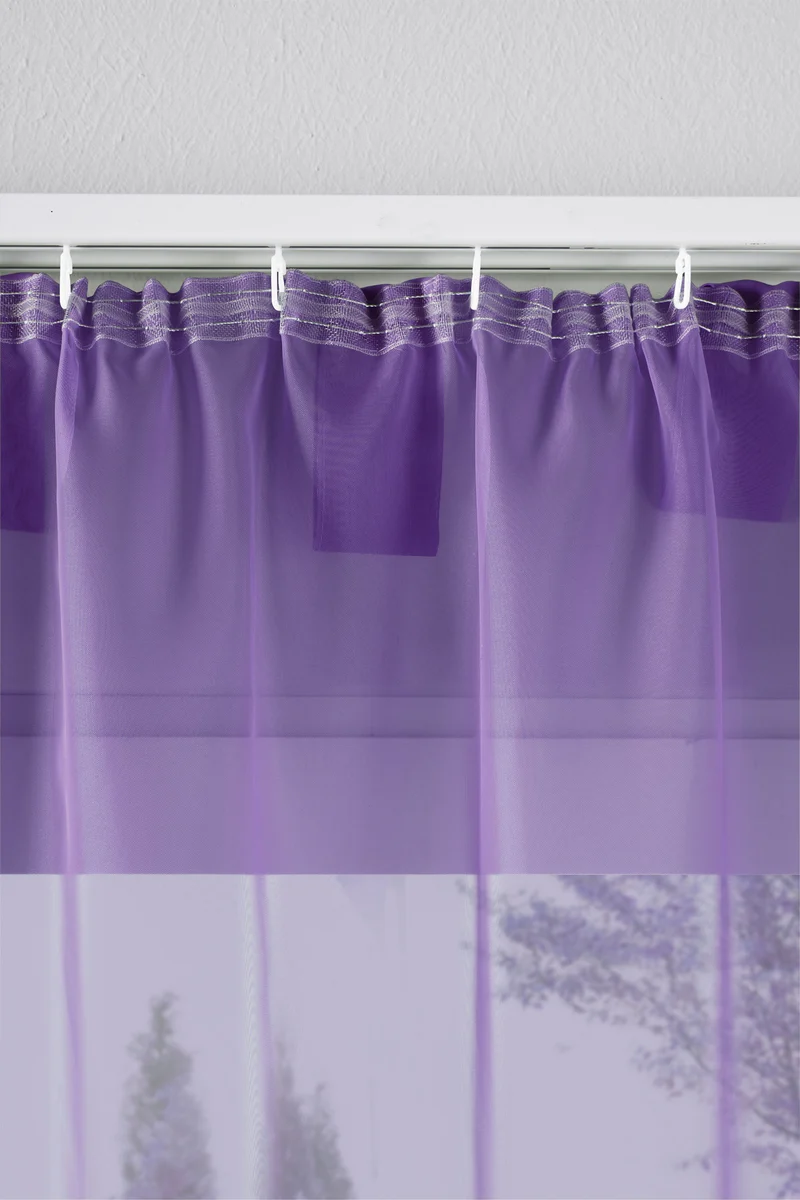 2er-Pack Gardinen Transparent Vorhang Set Wohnzimmer Voile Schlaufenschal mit Bleibandabschluß 61000CN