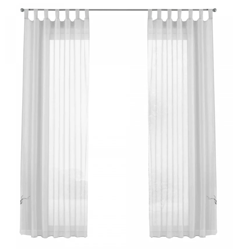 2er-Pack Gardinen Transparent Vorhang Set Wohnzimmer Voile Schlaufenschal mit Bleibandabschluß 61000CN