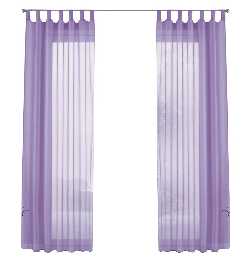 2er-Pack Gardinen Transparent Vorhang Set Wohnzimmer Voile Schlaufenschal mit Bleibandabschluß 61000CN