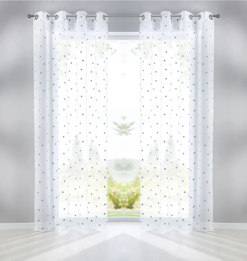Gardine Ösen Schal Vorhang POMPEI Relief Stickerei Transparent Raffhalter 10000178