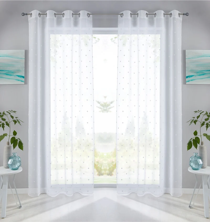 Gardine Ösen Schal Vorhang POMPEI Relief Stickerei Transparent Raffhalter 10000178