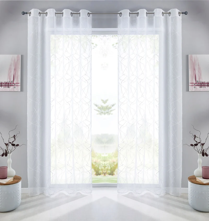 Gardine Ösen Schal Vorhang POMPEI Relief Stickerei Transparent Raffhalter 10000178