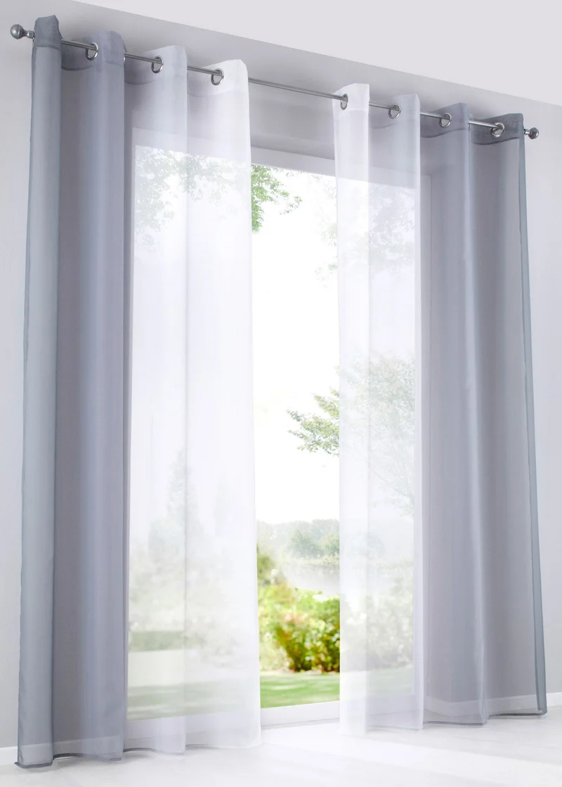2er Pack Gardinen Vertikal Farbverlauf Druck Transparent »Modena« mit Ösen und Raffhalter, Vorhang, Dekoschal 10000183
