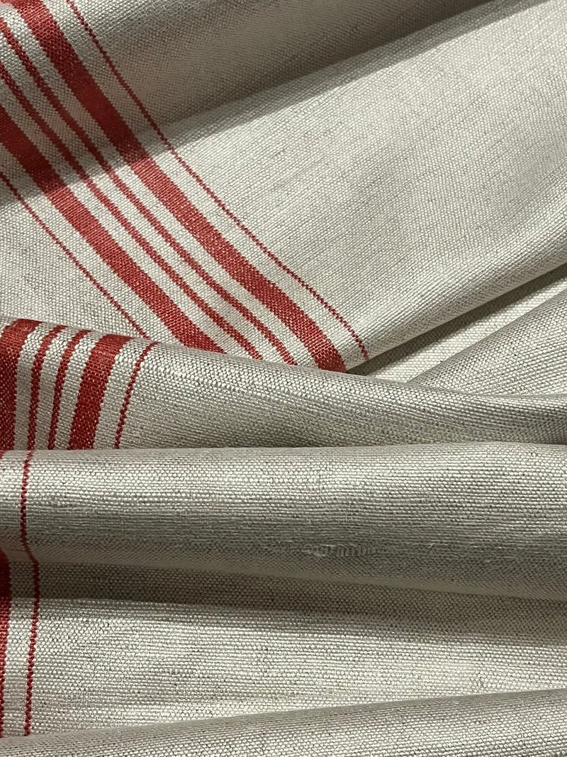 Besonders schönes Mangeltuch mit rot-weißen Streifen 3 × 0,88