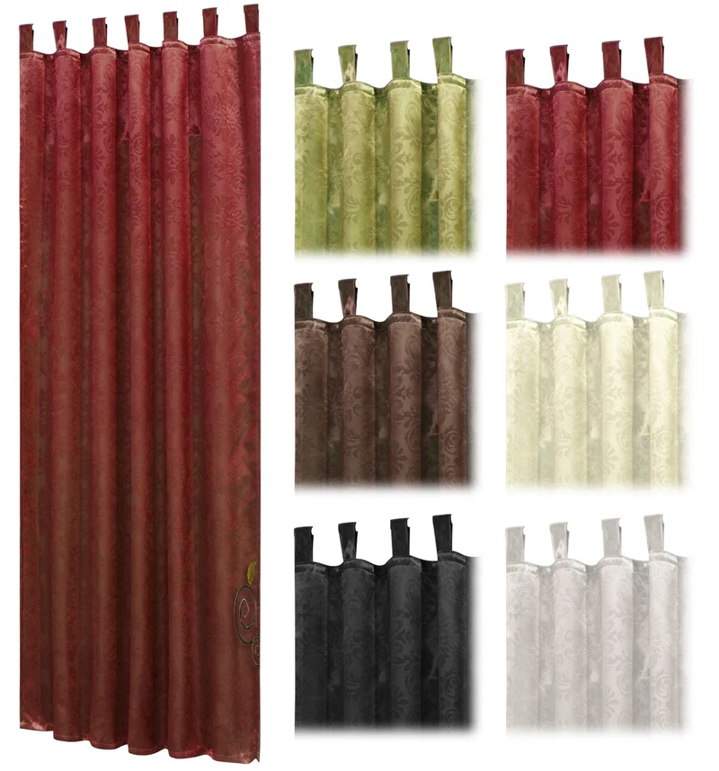 Satin Emboss / Reliefprägung bemustert Vorhang Gardine Barock -20380- Blickdicht zum Verdunkeln mit Schlaufen und eingenähtem Kräuselband, (Höhe x Breite in cm) 20380