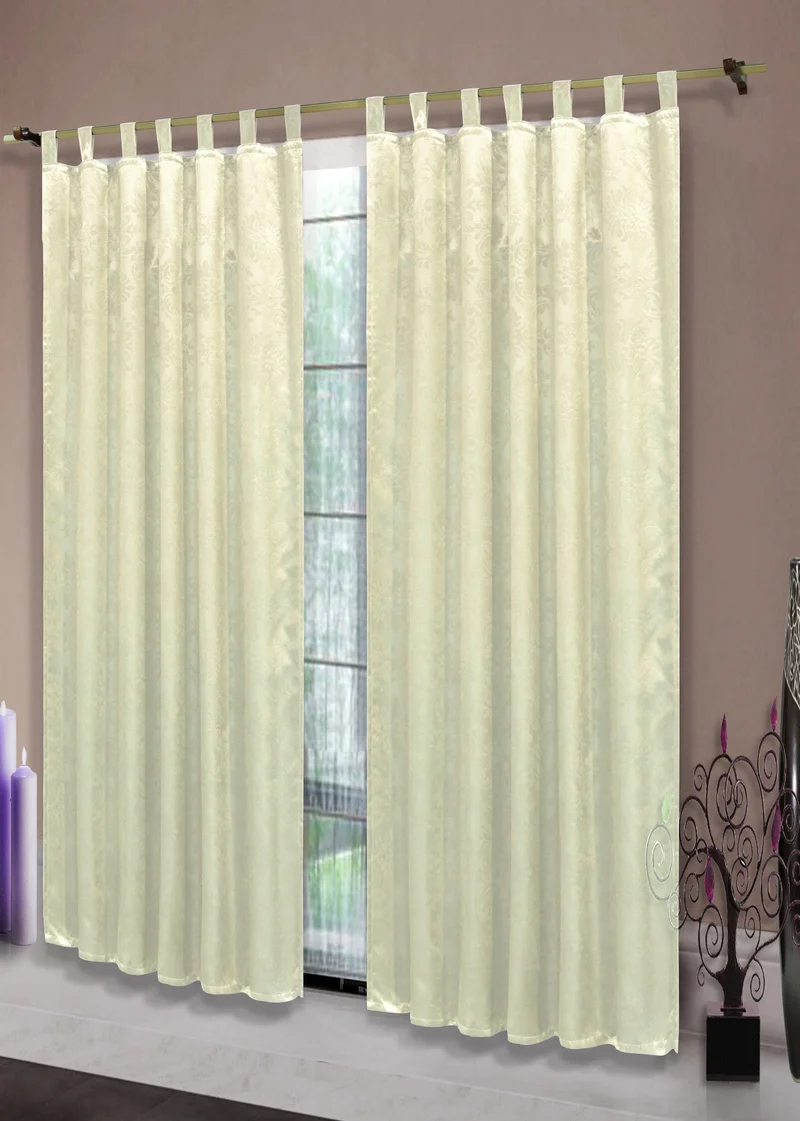 Satin Emboss / Reliefprägung bemustert Vorhang Gardine Barock -20380- Blickdicht zum Verdunkeln mit Schlaufen und eingenähtem Kräuselband, (Höhe x Breite in cm) 20380