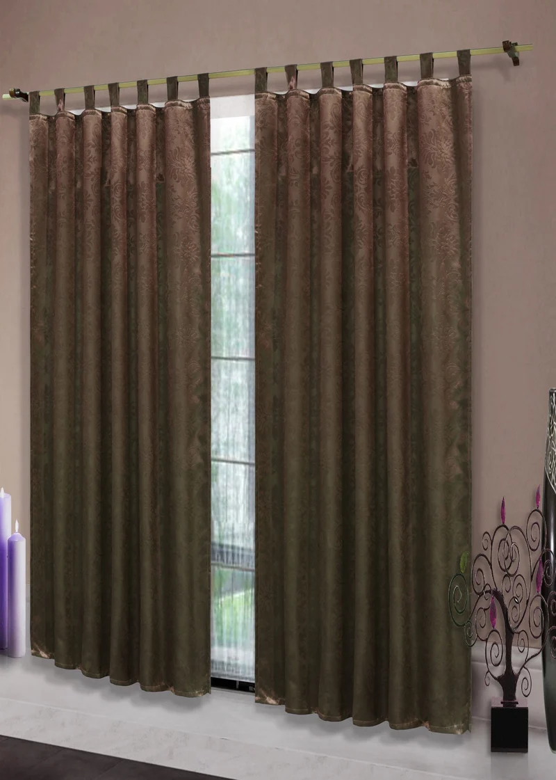 Satin Emboss / Reliefprägung bemustert Vorhang Gardine Barock -20380- Blickdicht zum Verdunkeln mit Schlaufen und eingenähtem Kräuselband, (Höhe x Breite in cm) 20380