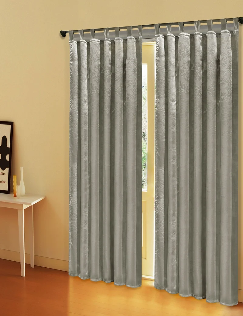 Satin Emboss / Reliefprägung bemustert Vorhang Gardine Barock -20380- Blickdicht zum Verdunkeln mit Schlaufen und eingenähtem Kräuselband, (Höhe x Breite in cm) 20380